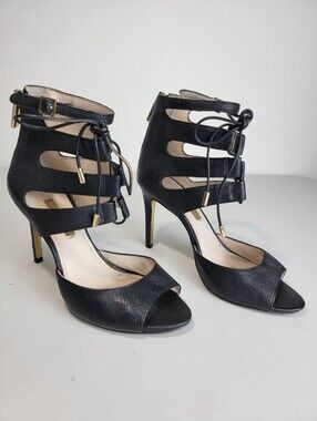 Louise et Cie Lo-Janell Black Pebbled Leather Stilettos 3.75" Heels - 6.5M